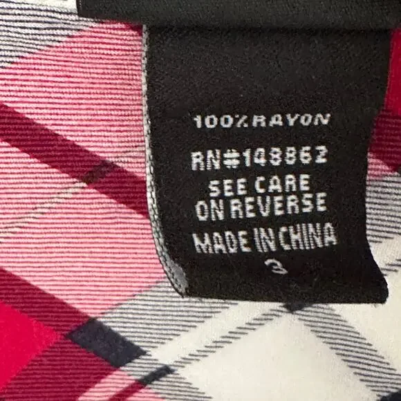 Torrid Emma Tunic Womens 3X Red Pink Plaid Babydoll Challis Button-Front Top - Picture 7 of 10